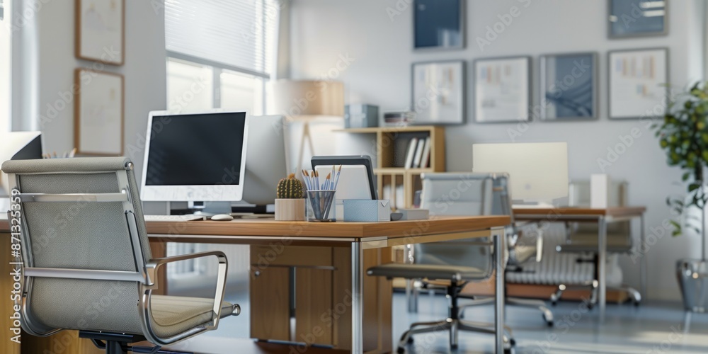 Modern Office Workspace with Minimalist Design