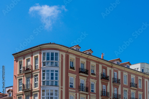 Colorful apartment block in Santander, Spain photo