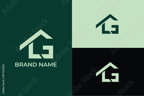 initial letter G  minimal building office line logo, Modern house build Real estate home apartment illustration symbol logo