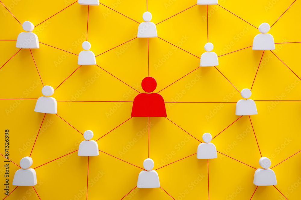 Network concept with central red figure