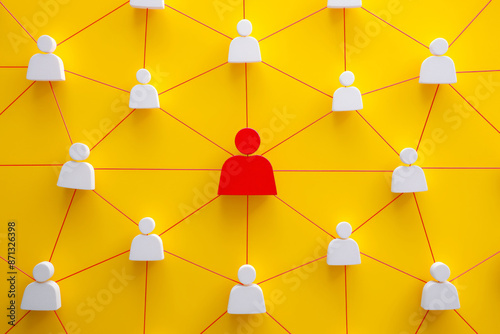 Obraz na płótnie Network concept with central red figure w salonie