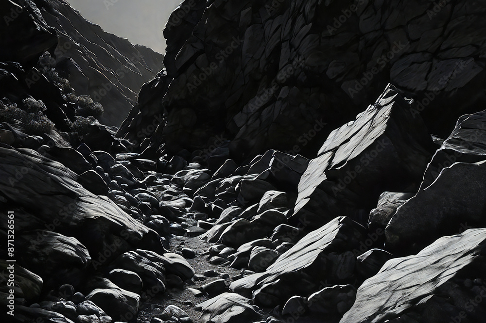Black and white many rocks and stones landscape background. Black and white many rocks and stones landscape background.