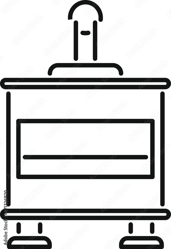 Line icon of modern bio fireplace with burning biofuel standing on the floor Line icon of modern bio fireplace with burning biofuel standing on the floor