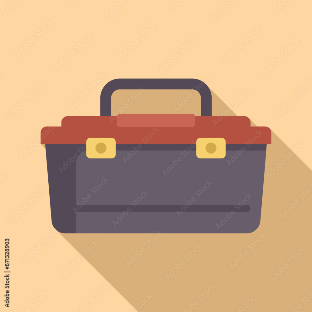 Empty plastic toolbox is sitting open on a flat surface Empty plastic toolbox is sitting open on a flat surface