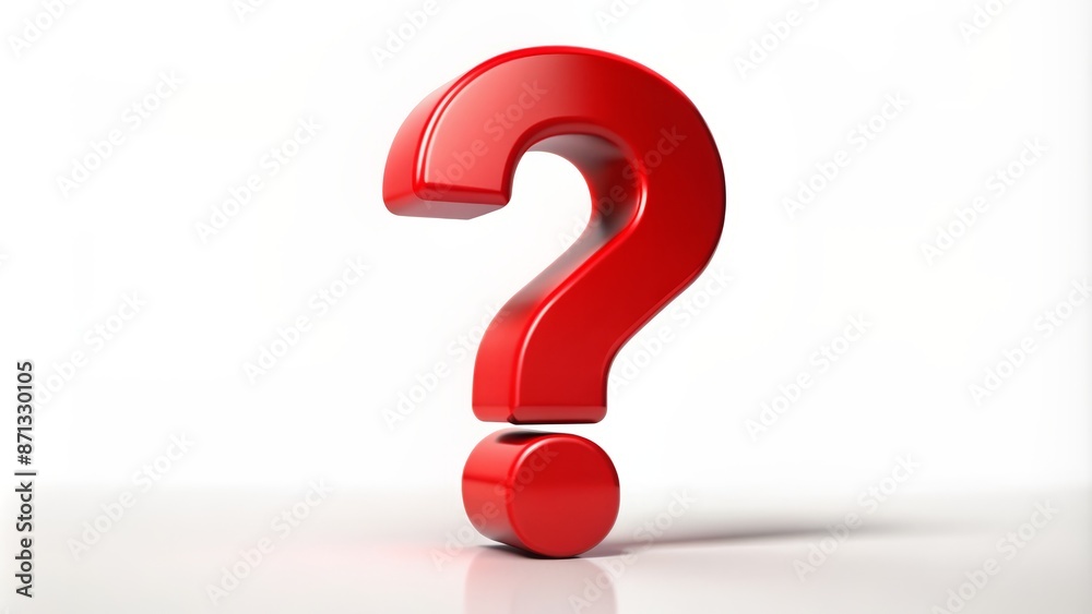 A bold, bright red question mark symbol isolated on a clean white background, conveying curiosity and uncertainty in decision making. A bold, bright red question mark symbol isolated on a clean white background, conveying curiosity and uncertainty in decision making.