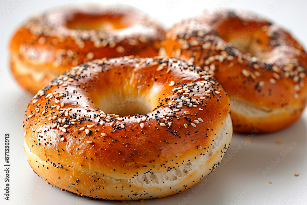 a group of bagels sitting on top of a white plate a group of bagels sitting on top of a white plate