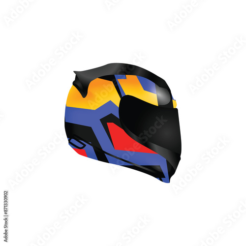 Motorcycle helmet race safety realistic graphic isolated