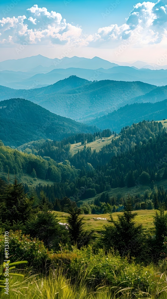 Breathtaking Panoramic Landscape of Forested Mountain Ranges and Scenic Natural Vistas