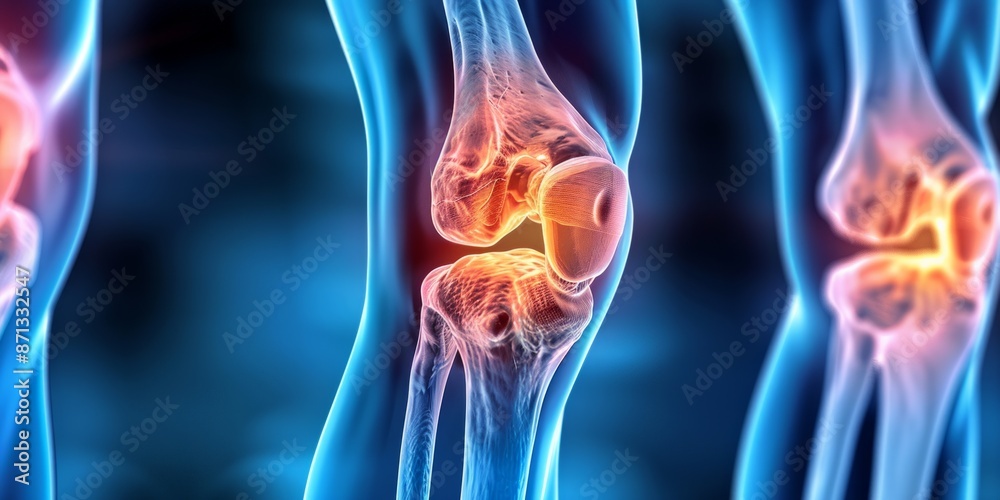 Human Knee Joint Anatomy with Pain Illustration Human Knee Joint Anatomy with Pain Illustration