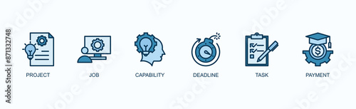 Work Assignment Banner Web Icon Vector Illustration Concept With Project, Job, Capability, Deadline, Task, Payment
