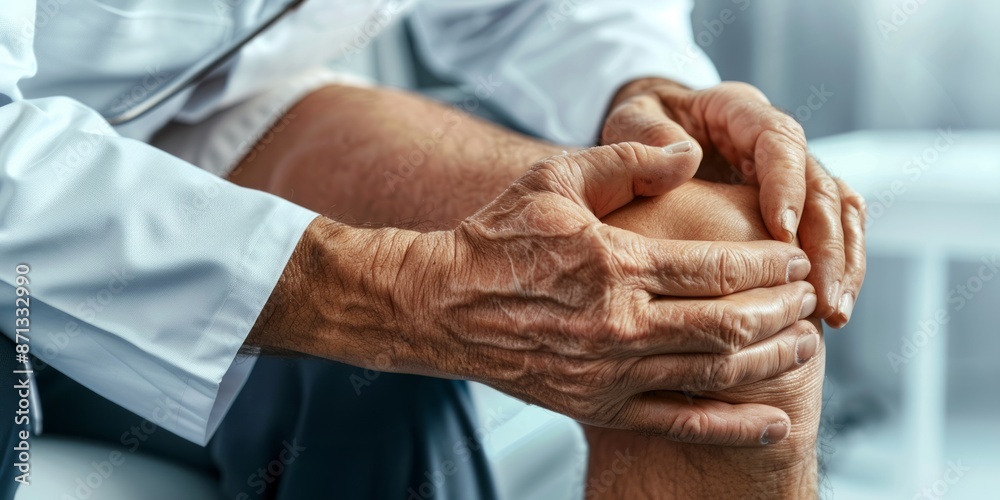 Fototapeta premium Close-up of a Man Holding His Knee