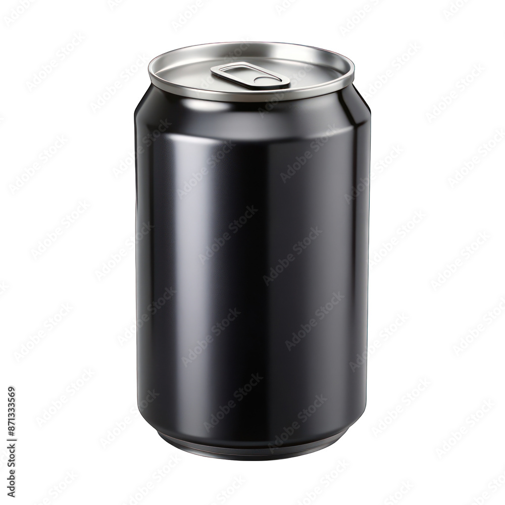 Black soda can isolated on transparent background
