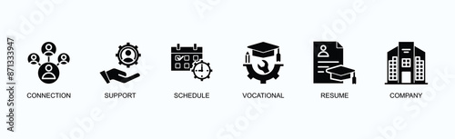 Career Network Banner Web Icon Vector Illustration Concept With Connection, Support, Schedule, Vocational, Resume, Company