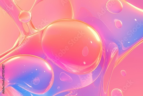 Wallpaper Mural Abstract Fluid Shapes in Pink and Blue Torontodigital.ca