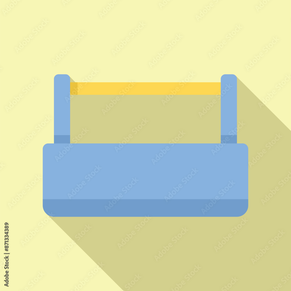 Closed empty metallic toolbox with wooden handle for storing and carrying instruments, isolated on background