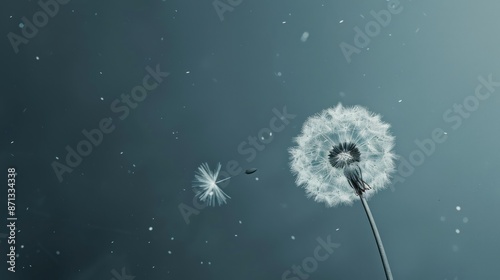 Dandelion Seeds Drifting Away on a Blue Sky