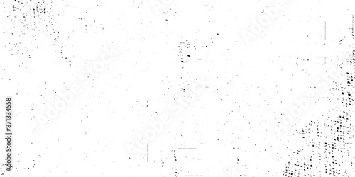 Worn black grunge texture. Dark grainy texture on white background. Dust overlay textured. Grain noise particles. Torn graininess pattern. Distressed overlay texture. Vector Illustration.