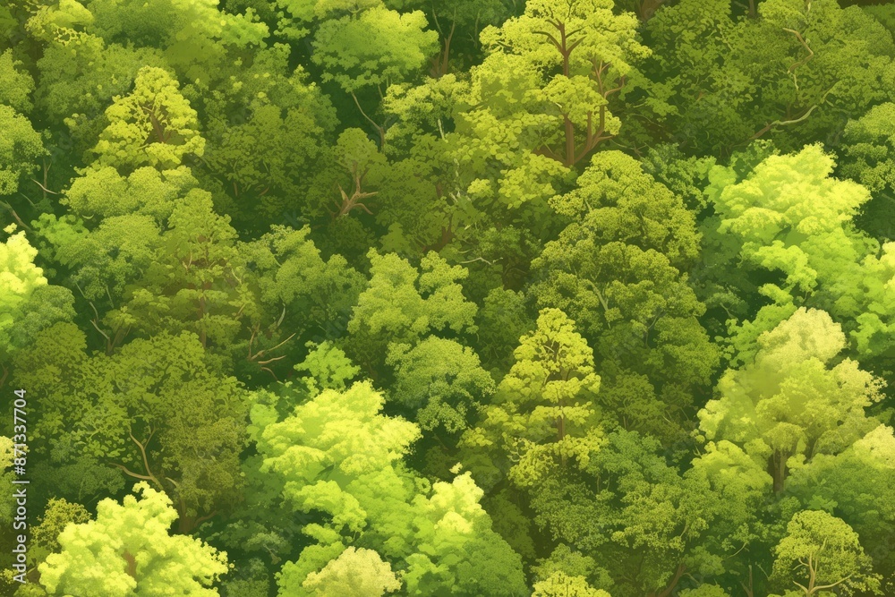 Aerial view of lush green forest canopy