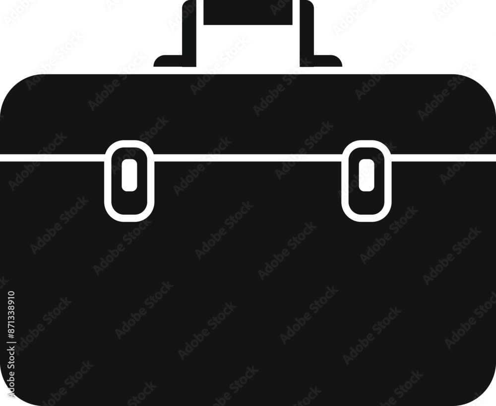 Black silhouette of a tool box case holding working instruments, isolated on a white background Black silhouette of a tool box case holding working instruments, isolated on a white background