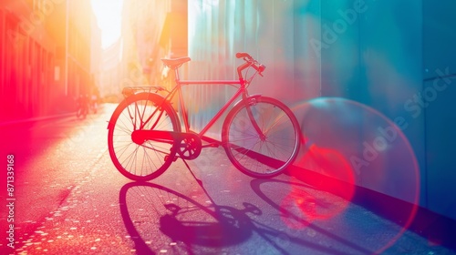 Wallpaper Mural Contemporary Smart Bicycle Abstract Pattern in Vibrant Colors Over-the-Shoulder Shot with Lens Flare Torontodigital.ca