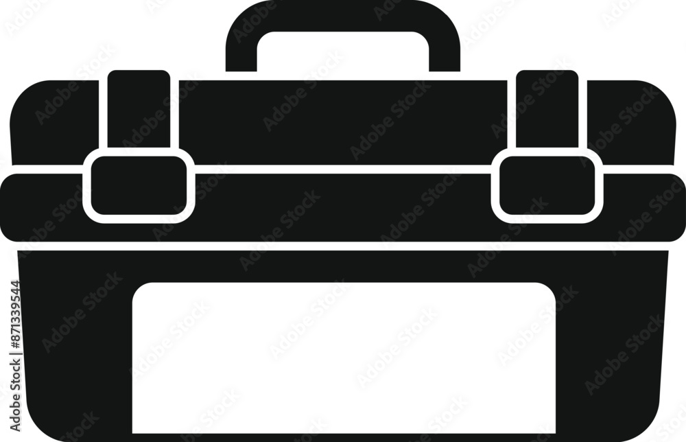 Black toolbox for storing tools, isolated on white background Black toolbox for storing tools, isolated on white background