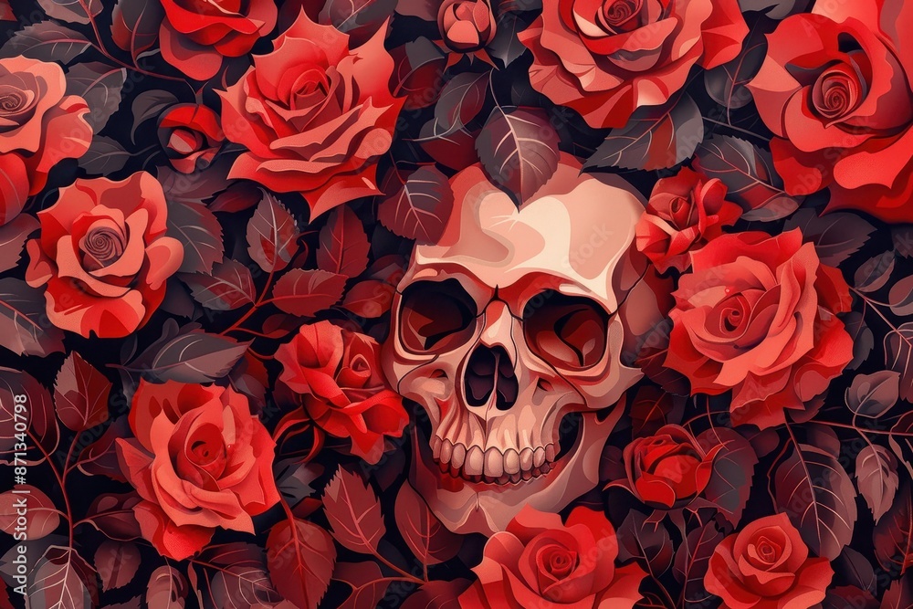 Skull in a Bed of Roses Skull in a Bed of Roses