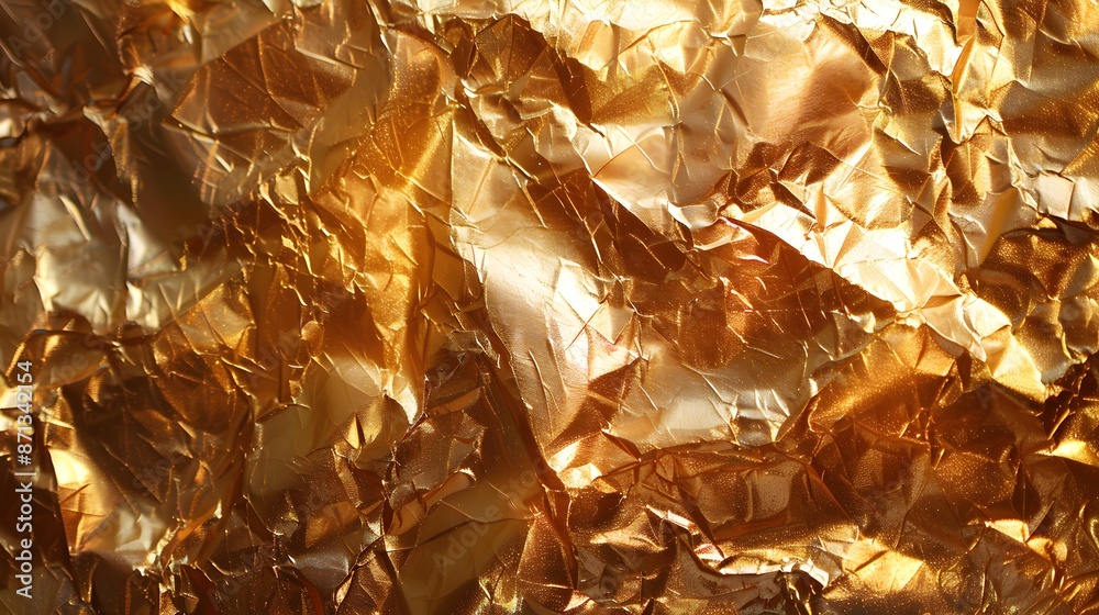 Crumpled golden foil background with a texture of gold Crumpled golden foil background with a texture of gold
