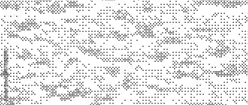 Pixelated grain texture bitmap. Dither grunge background. Abstract dotted glitchy pattern. Video game screen wallpaper. Retro pixel art backdrop. Comic halftone overlay. Dust speckles effect vector