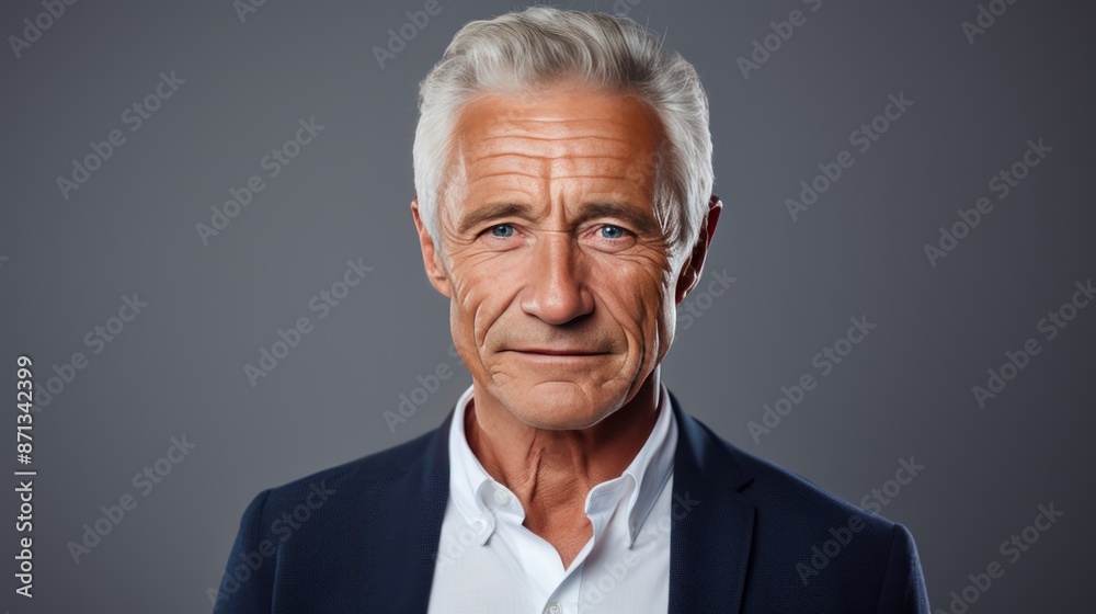 Confident senior man with gray hair, Confident senior man with gray hair,