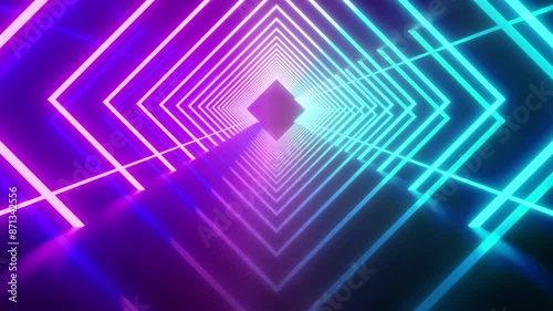 Futuristic Neon Laser light tunnel. neon light abstract background
