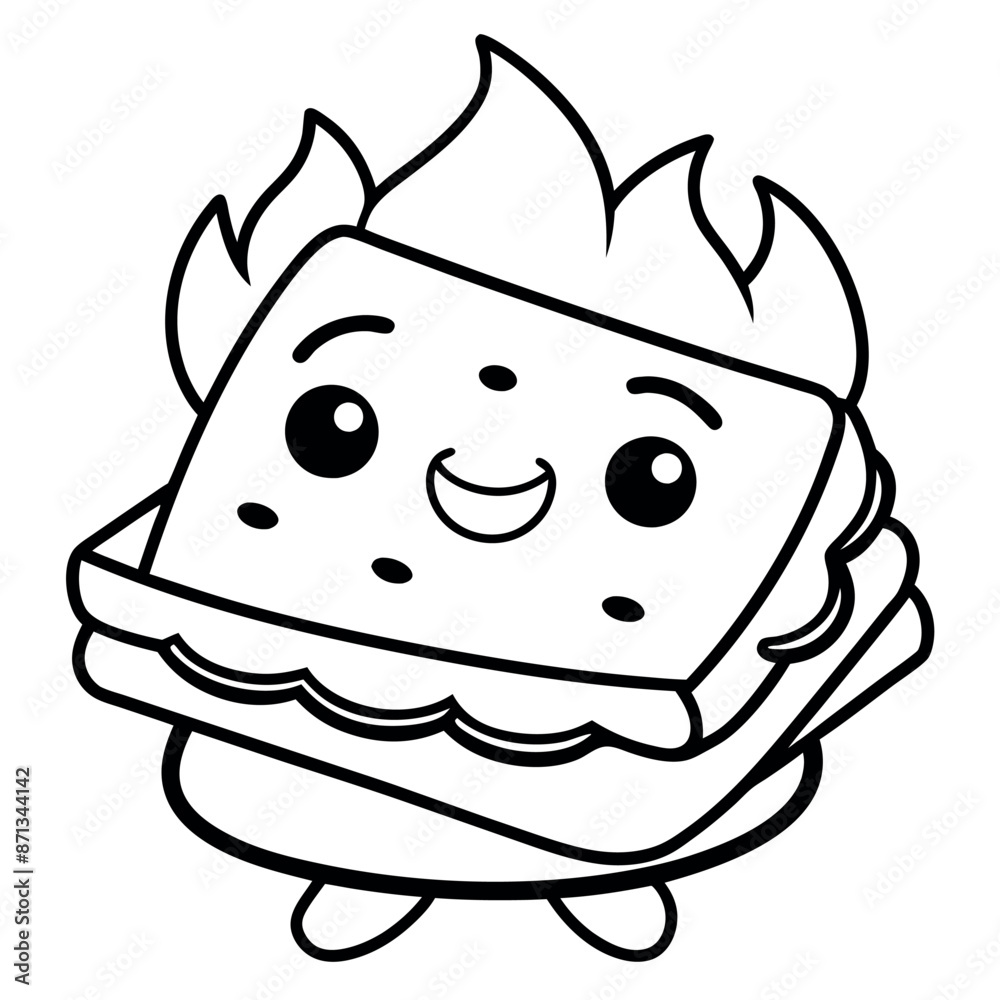 Cute Coloring Book Character with Cartoon Illustration of a Fast Food Sandwich
Cute Coloring Book Character with Cartoon Illustration of a Fast Food Sandwich