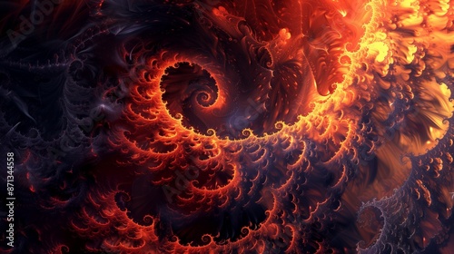 Fractal inferno amber sapphire abstract fiery enigma