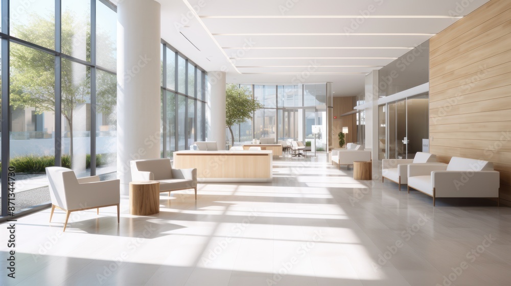 Fototapeta premium hospital lobby with sleek design,