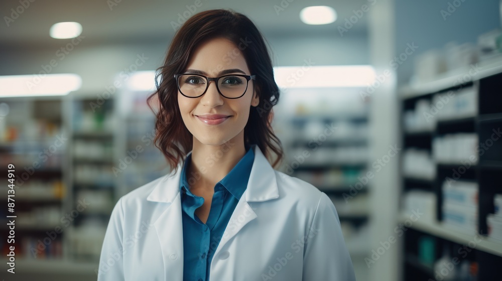 Obraz premium Portrait of young female pharmacist 