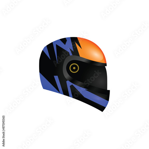 Sport racing motorcycle helmet graphic concept isolated