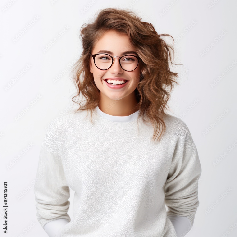 Fototapeta premium a cheerful young woman in a casual sweater, 