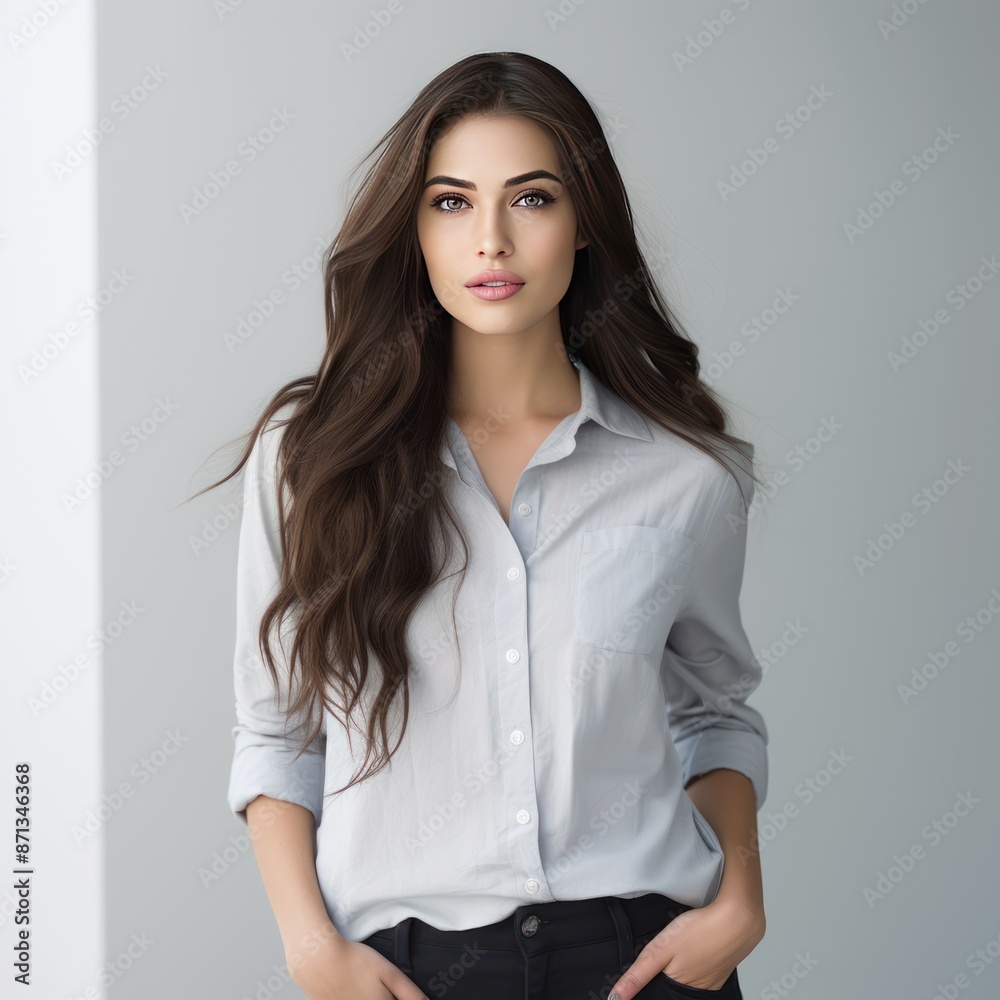 Young woman with long dark hair, Young woman with long dark hair,