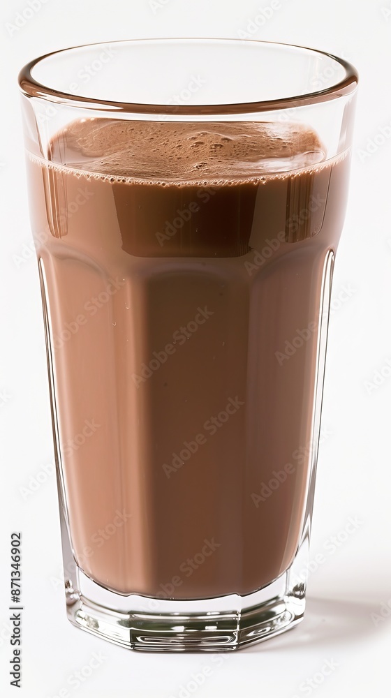 Glass of chocolate milk on white background, studio shot Glass of chocolate milk on white background, studio shot
