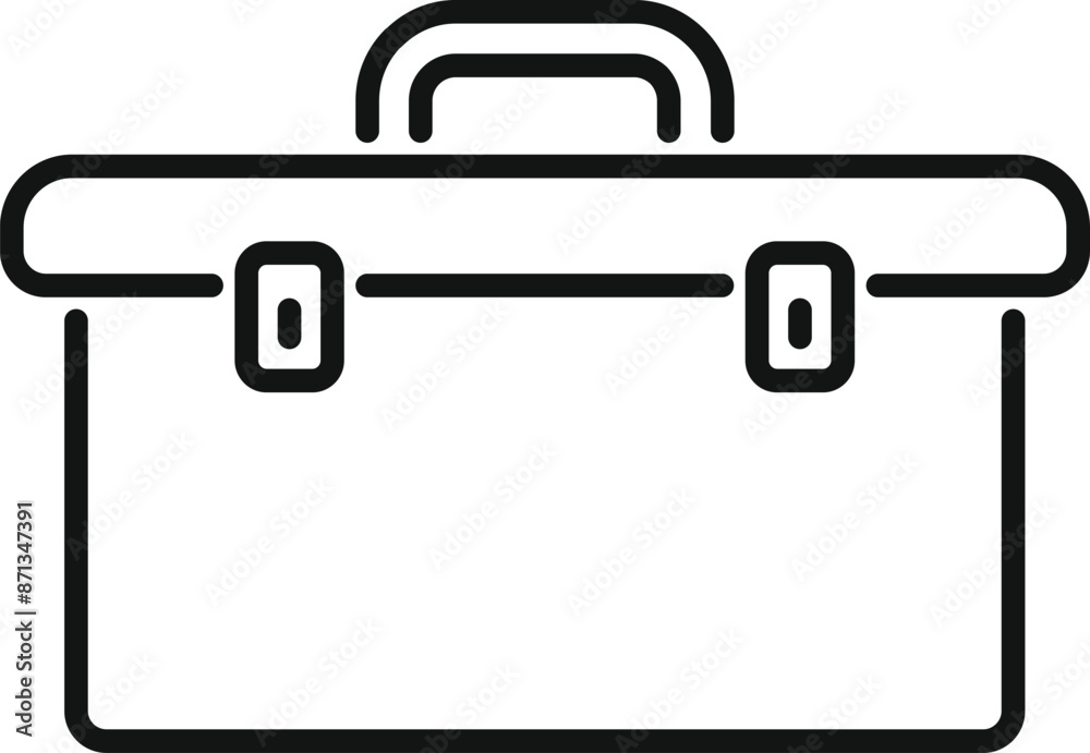 Simple black outline icon representing a toolbox for storing tools, perfect for a construction or handyman project Simple black outline icon representing a toolbox for storing tools, perfect for a construction or handyman project