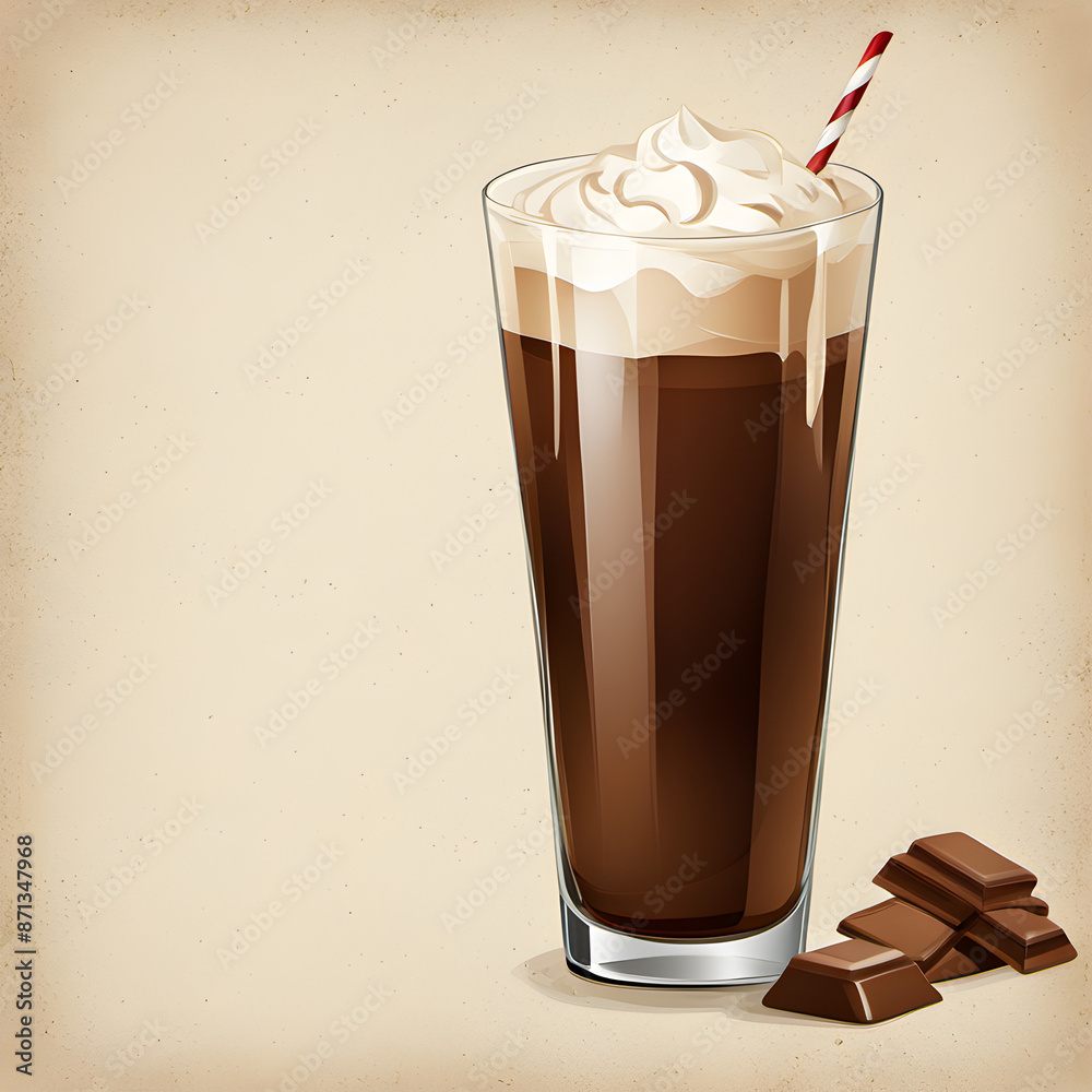 Chocolate cold drinks with cream Chocolate cold drinks with cream