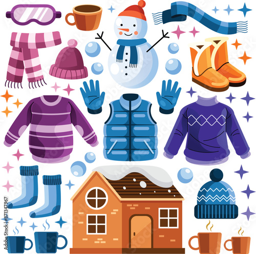 Winter Elements Vector Illustration