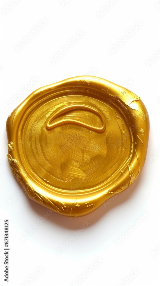 Golden paint stroke on white background, abstract art Golden paint stroke on white background, abstract art