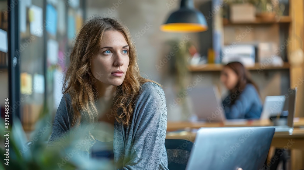 Woman attending unemployment office, job loss, seeking support Woman attending unemployment office, job loss, seeking support