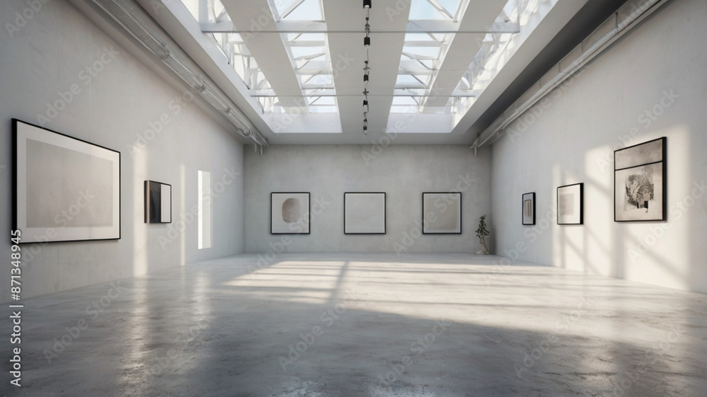 Naklejka premium Minimalist white gallery space contemporary design
