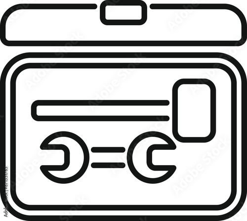 Open toolbox containing a hammer and two wrenches, representing home repair and construction