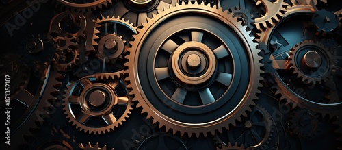 Wallpaper Mural Intricate Gear Mechanism in Bronze and Black Torontodigital.ca