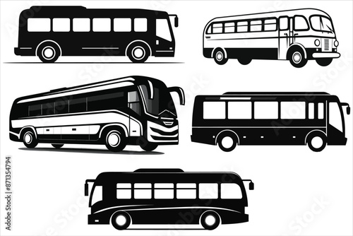 Bus Silhouette Bundle, School Bus Silhouette Bundle 