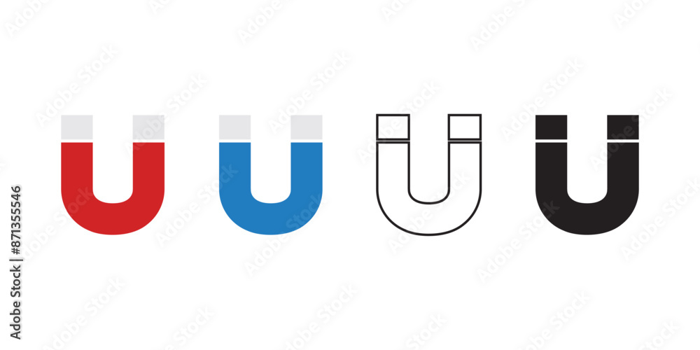 Set of magnet icons in different styles. Vectors. Set of magnet icons in different styles. Vectors.