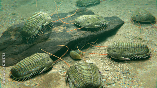Trilobites Scavenging On The Lake Bottom