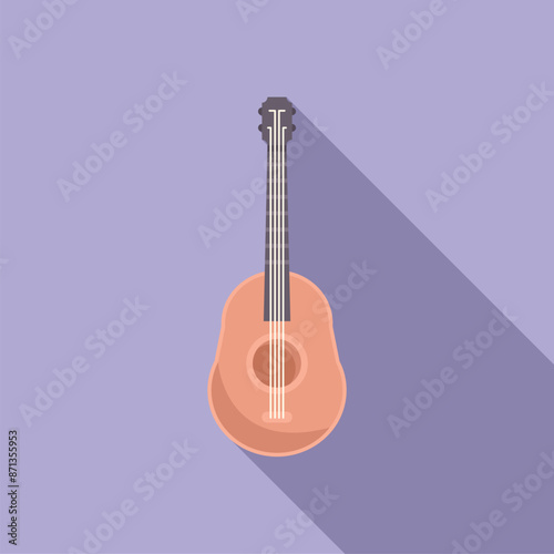 Simple minimalist illustration of an acoustic guitar with a long shadow on a monochrome background